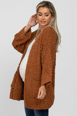 Camel Soft Popcorn Knit Maternity Cardigan