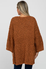 Camel Soft Popcorn Knit Maternity Cardigan