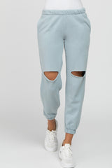 Light Blue Ripped Knee Sweatpants