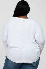 Ivory Contrast Stitch Plus Dolman Sleeve Top