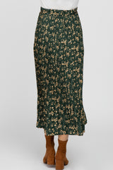 Forest Green Floral Pleated Maternity Skirt