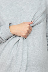 Heather Grey Layered Front Maternity/Nursing Fleece Hoodie