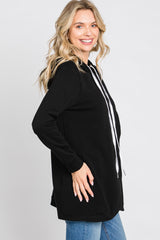 Black Layered Front Nursing Fleece Hoodie