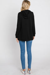 Black Layered Front Nursing Fleece Hoodie