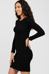 Black Knit Long Sleeve Dress