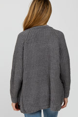 Charcoal Ribbed Cable Knit Maternity Cardigan