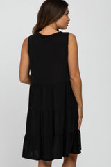 Black Tiered Sleeveless Maternity Dress