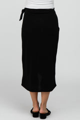 Black Wrap Maternity Midi Skirt