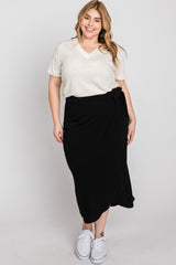 Black Wrap Maternity Plus Midi Skirt