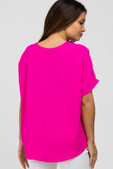 Magenta Short Sleeve Maternity Blouse