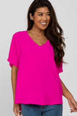 Magenta Short Sleeve Maternity Blouse