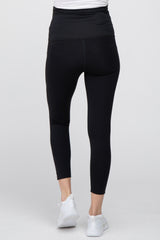 Black Side Pocket Maternity Active Cropped Legging