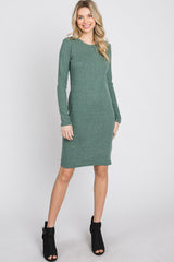 Light Olive Knit Long Sleeve Dress