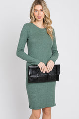 Light Olive Knit Long Sleeve Dress