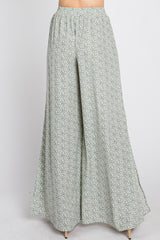 Light Olive Ditsy Floral Side Slit Pants