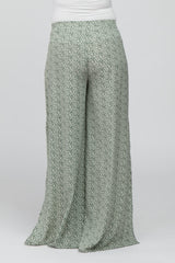 Light Olive Ditsy Floral Side Slit Maternity Pants