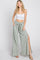 Light Olive Ditsy Floral Side Slit Pants