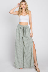 Light Olive Ditsy Floral Side Slit Pants