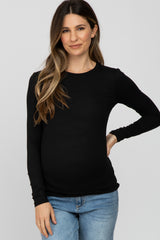 Black Long Sleeve Basic Maternity Top