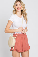 Salmon Ruffle Hem Shorts