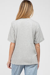 Heather Grey Oversized Pocket Front Short Sleeve Maternity Top