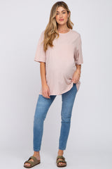 Light Pink Basic Oversized Maternity Tee