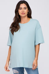 Light Blue Basic Oversized Maternity Tee