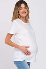 White Oversized Short Sleeve Maternity Top