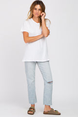 White Oversized Short Sleeve Top