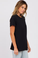 Black Oversized Short Sleeve Top