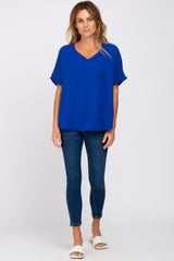 Royal Blue Short Sleeve Blouse