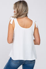 White Shoulder Bow Maternity Tank Top