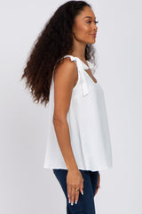 White Shoulder Bow Tank Top