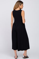 Black Wide Leg Crop Maternity Jumpsuit