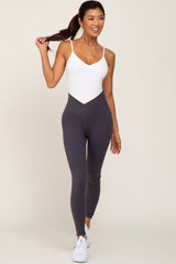 Charcoal Crossover Waist Maternity Leggings