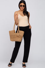 Black Linen Maternity Pants