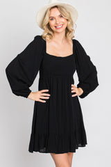 Black Long Sleeve Square Neck Dress