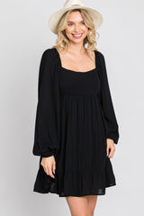 Black Long Sleeve Square Neck Dress