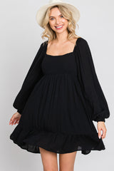 Black Long Sleeve Square Neck Dress