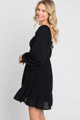 Black Long Sleeve Square Neck Dress