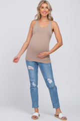 Mocha Fitted Maternity Tank Top