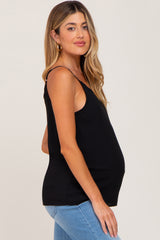 Black Scallop Neckline Maternity Blouse