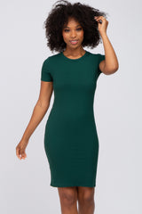 Hunter Green Ribbed Fitted Maternity Dress