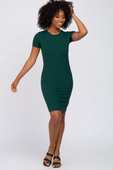 Hunter Green Ribbed Fitted Dress