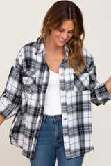 Black Plaid Maternity Flannel Top