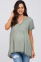 Light Olive V Neck Maternity Top