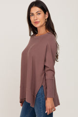 Mocha Dolman Sleeve Side Slit Sweater