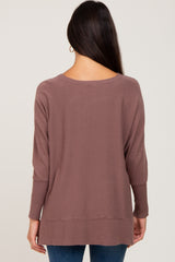 Mocha Dolman Sleeve Side Slit Sweater