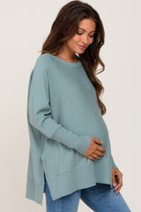 Jade Dolman Sleeve Side Slit Maternity Sweater