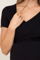 Black Crossover Maternity/Nursing Fitted Dress